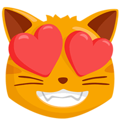 Muso di gatto sorridente con gli occhi a forma di cuore Emoji Messenger