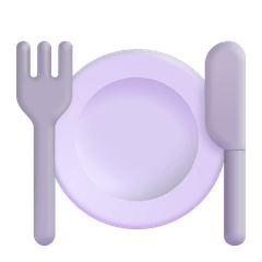 Cuchillo y tenedor con un plato Emoji Windows
