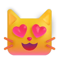 Muso di gatto sorridente con gli occhi a forma di cuore Emoji Windows