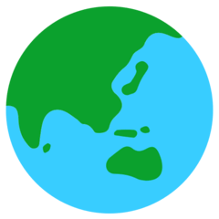 🌏 Globo a mostrar a Ásia e a Austrália Emoji nos Mozilla
