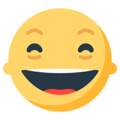 Широко улыбающееся лицо с зажмуренными глазами Эмодзи в браузере Mozilla