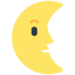 Luna en cuarto menguante con cara Emoji Mozilla
