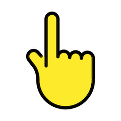 Dorso da mão com dedo indicador apontando para cima Emoji Openmoji