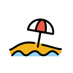 Playa con sombrilla Emoji Openmoji