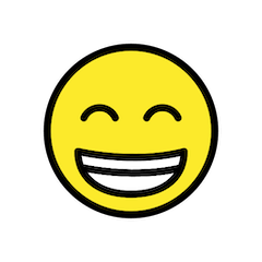 Cara con amplia sonrisa y ojos sonrientes Emoji Openmoji