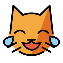 Cara de gato con lágrimas de alegría Emoji Openmoji