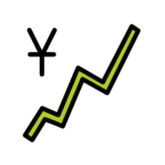 Grafico con andamento positivo e simbolo dello yen Emoji Openmoji