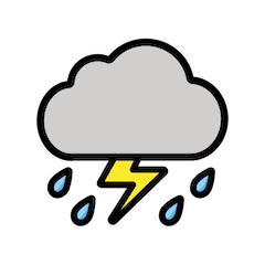 Cloud With Lightning and Rain Emoji in Openmoji