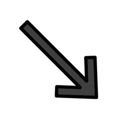 Freccia rivolta verso destra che punta in basso Emoji Openmoji