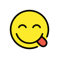 Cara sorridente, a lamber os lábios Emoji Openmoji