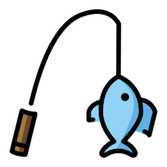 Canne à pêche avec poisson Émoji Openmoji