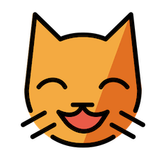 Широко улыбающаяся кошачья мордочка Эмодзи в Openmoji