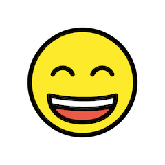 Cara com sorriso a mostrar os dentes e olhos semifechados Emoji Openmoji