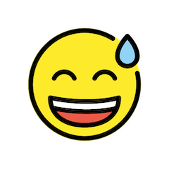 Cara sorridente com suor Emoji Openmoji