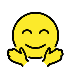 Cara feliz de mãos abertas para um abraço Emoji Openmoji