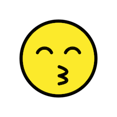 Cara a dar um beijinho com olhos semifechados Emoji Openmoji