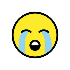 Cara llorando a mares Emoji Openmoji