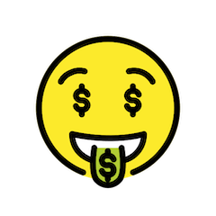 Cara con el símbolo del dólar en la boca Emoji Openmoji