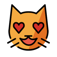 Cara de gato sonriente con los ojos en forma de corazón Emoji Openmoji