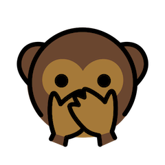 Macaco com as mãos a tapar a boca Emoji Openmoji