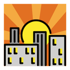 Pôr do sol sobre edifícios Emoji Openmoji