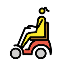 Femme dans un fauteuil roulant électrique Émoji Openmoji