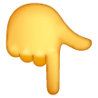 Dorso de una mano con el dedo índice señalando hacia abajo Emoji Samsung