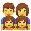 Семья из матери, отца и двух дочерей Эмодзи на телефонах Samsung