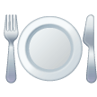 Cuchillo y tenedor con un plato Emoji Samsung