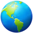 Глобус с Северной и Южной Америками Эмодзи на телефонах Samsung