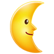 Luna en cuarto menguante con cara Emoji Samsung
