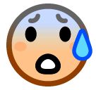 Gesicht mit geöffnetem Mund und kaltem Schweiß Emoji SoftBank