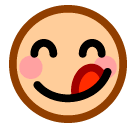 Cara sorridente, a lamber os lábios Emoji SoftBank