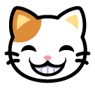 Cara de gato com sorriso a mostrar os dentes Emoji SoftBank