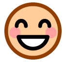Cara com sorriso a mostrar os dentes e olhos semifechados Emoji SoftBank