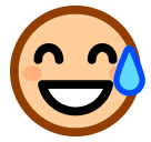 Cara sorridente com suor Emoji SoftBank