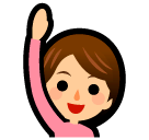 Person mit ausgestrecktem, erhobenem Arm Emoji SoftBank