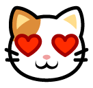 Улыбающаяся кошачья мордочка с глазами-сердечками Эмодзи в SoftBank