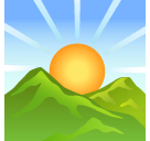 Lever de soleil sur les montagnes Émoji SoftBank