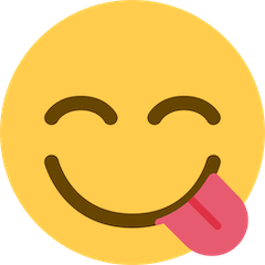 Cara sorridente, a lamber os lábios Emoji Twitter