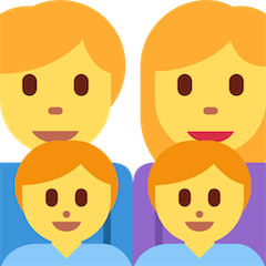 👨‍👩‍👦‍👦 Famiglia con madre, padre e due figli Emoji su Twitter