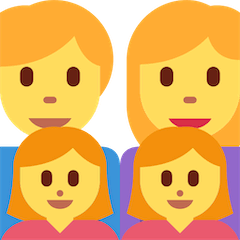 👨‍👩‍👧‍👧 Família composta por mãe, pai e duas filhas Emoji nos Twitter