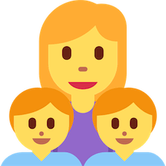 👩‍👦‍👦 Família composta por mãe e dois filhos Emoji nos Twitter