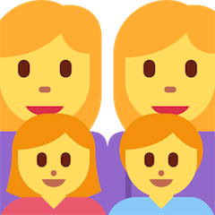 Familia con dos madres, un hijo y una hija Emoji Twitter