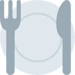 Cuchillo y tenedor con un plato Emoji Twitter