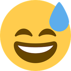 Cara sorridente com suor Emoji Twitter