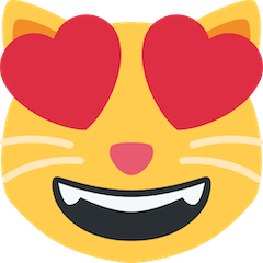 Muso di gatto sorridente con gli occhi a forma di cuore Emoji Twitter
