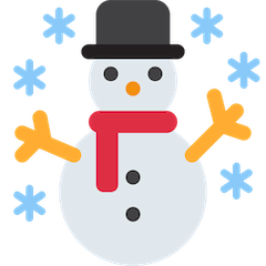Снеговик со снежинками Эмодзи в Twitter