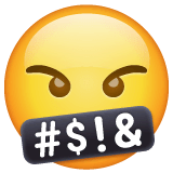 Faccina con la bocca coperta di simboli Emoji WhatsApp