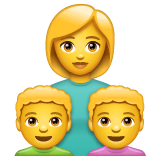👩‍👦‍👦 Famiglia con madre e due figli Emoji su WhatsApp